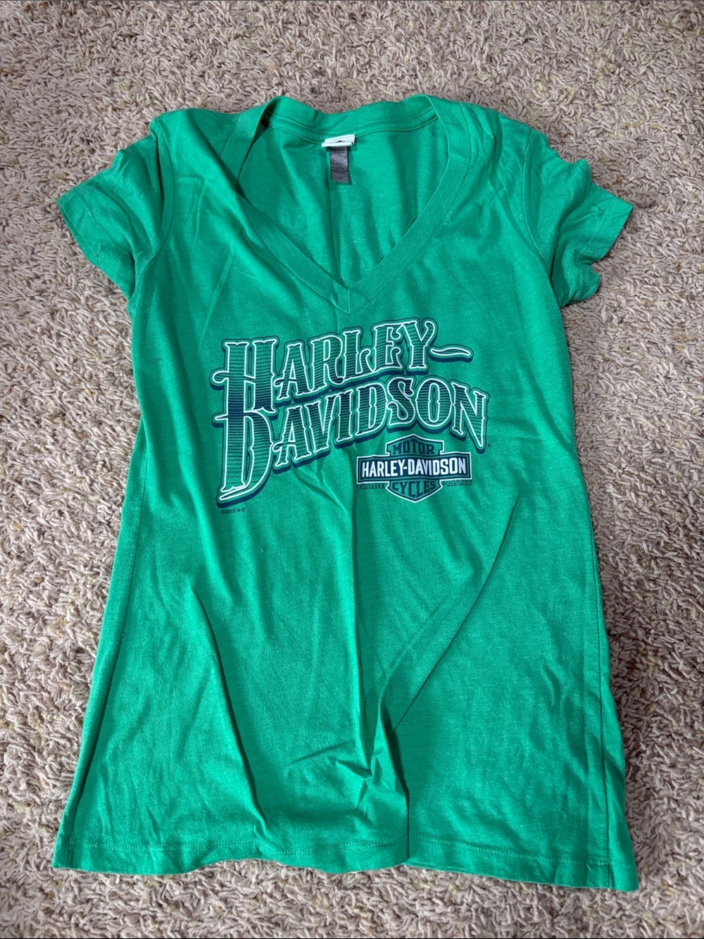 Harley-Davidson Bright Green V-Neck Logo Tee